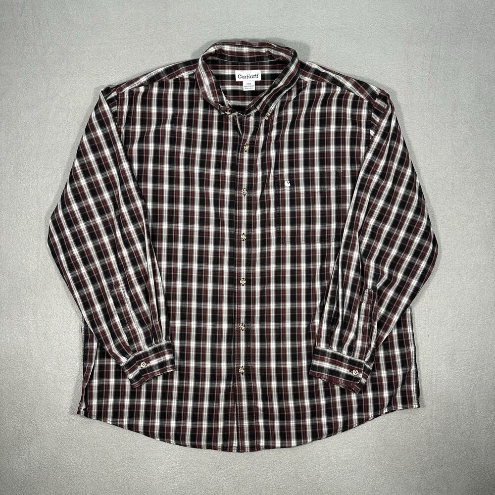 Carhartt Plaid Button Down Shirt Men’s 2XL Regular Cotton Long Sleeve